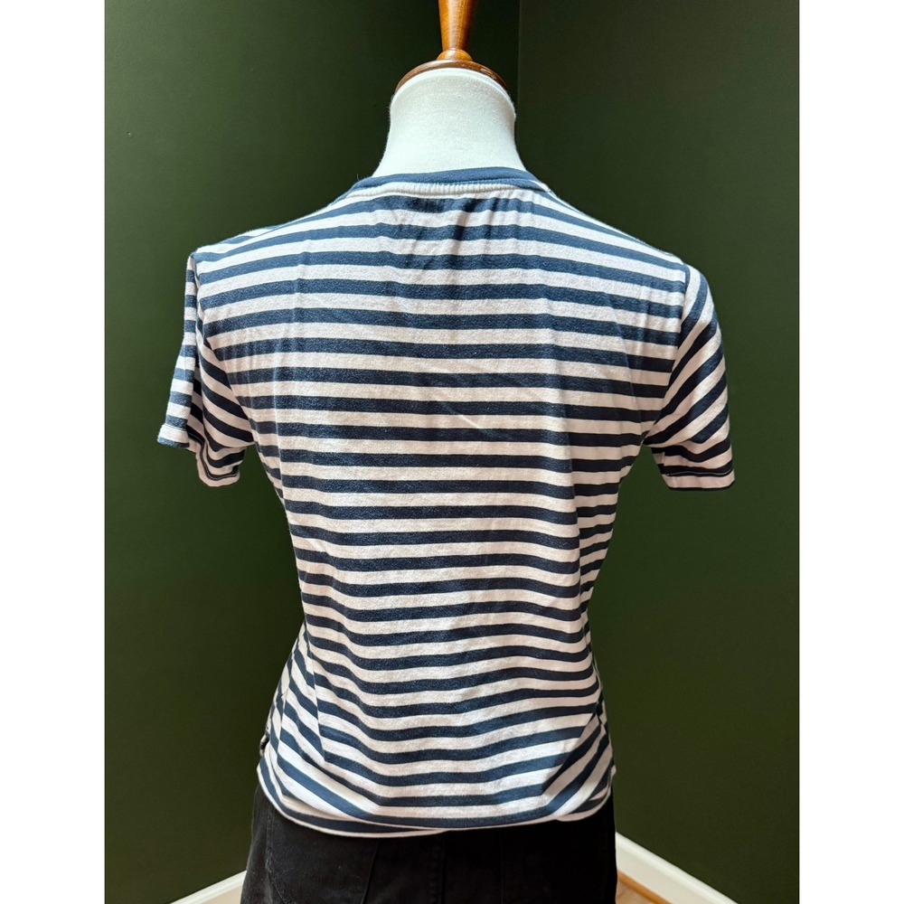 Free Assembly White & Navy Striped T-Shirt Women's XS - Picture 4 of 6